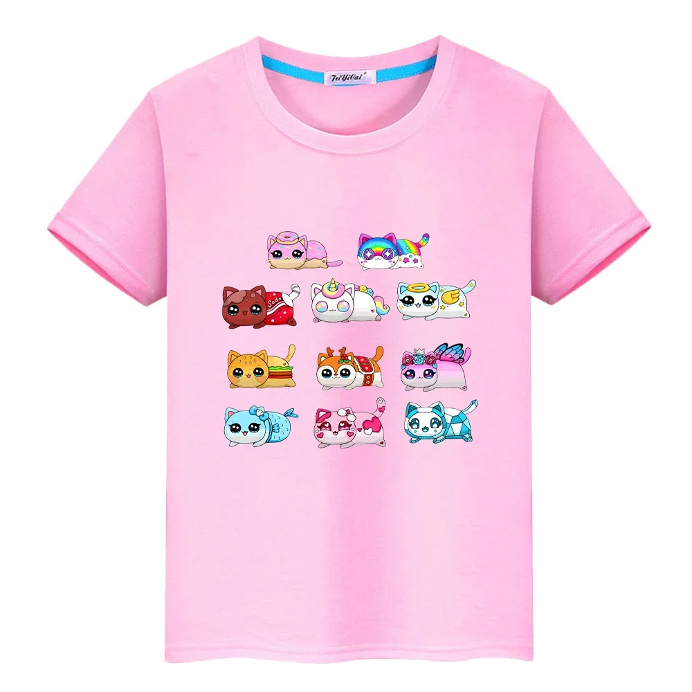 Aphmau Squad Cat Print 100% Baumwolle T-Shirt für Kinder Junge 10 Jahre y2k einteilige Tops Anime Short Pride T-Shirt Kinder Kleidung Mädchen