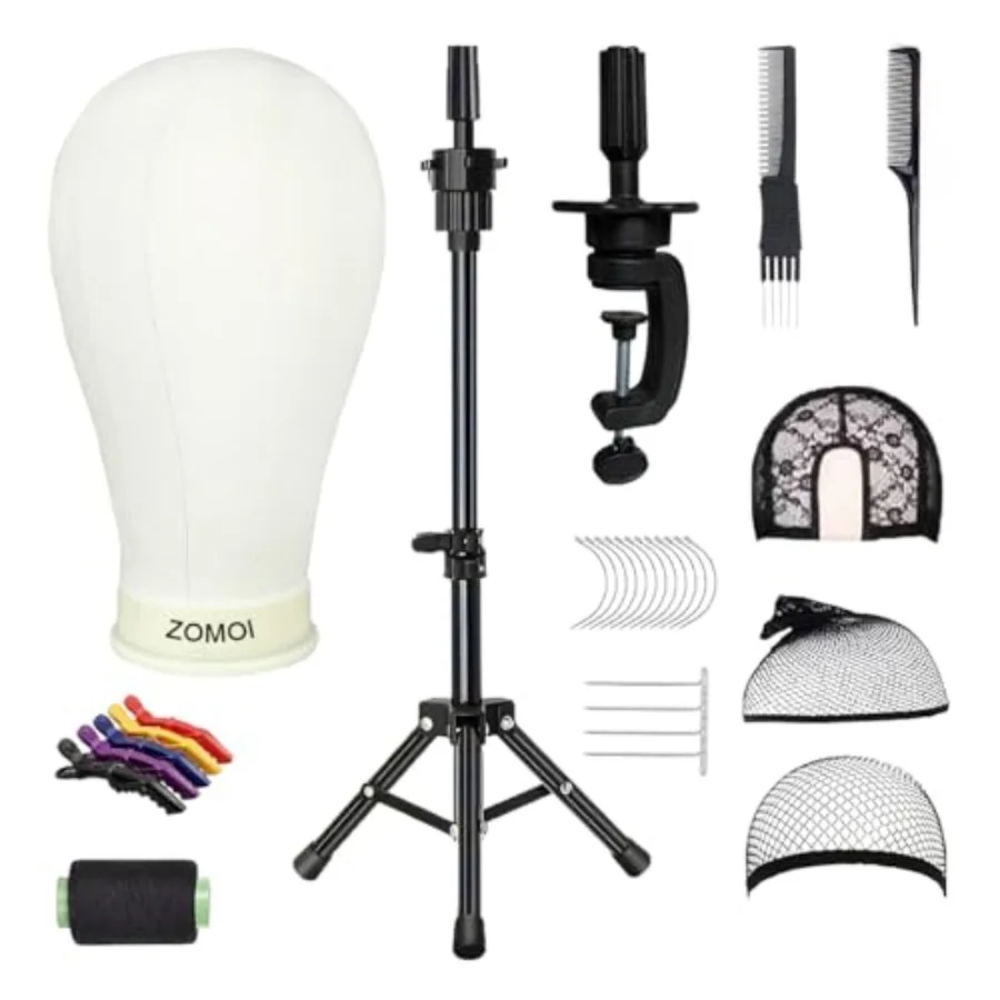 

22-дюймовая холщовая головка для парика с подставкой для демонстрации париков и изготовления блоков для головы манекена с колпачками для парика, т-контактами и кистью из щетины C I