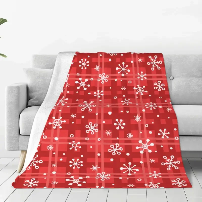 

Snowflake Christmas Holiday Blanket Fleece Spring Autumn Happy New Year Portable Thin Throw Blankets for Sofa Travel Quilt