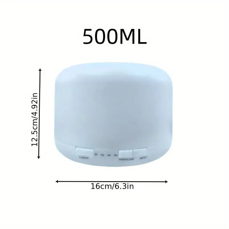 موزع ومرطب للزيوت العطرية USB سعة 500 مل مع ضوء ليلي، إيقاف تلقائي، مثالي للمكتب واليوجا والمنتجعات الصحية والاسترخاء والعطري