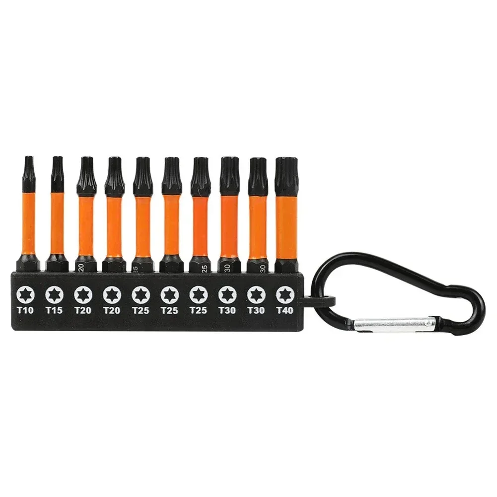 

10pcs 50mm Magnetic Screwdriver Bit 1/4'' Shank Hex Tamper Proof Screwdriver Drill Bit Screw Driver Bits Hand Tools T10-T40