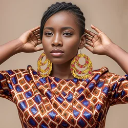 Afrikaanse Vrouwen Print Oorbellen Ankara Mode Overdreven Oorbellen Boho Chic Meisje Geschenken Oversized Accessoires Wyb912