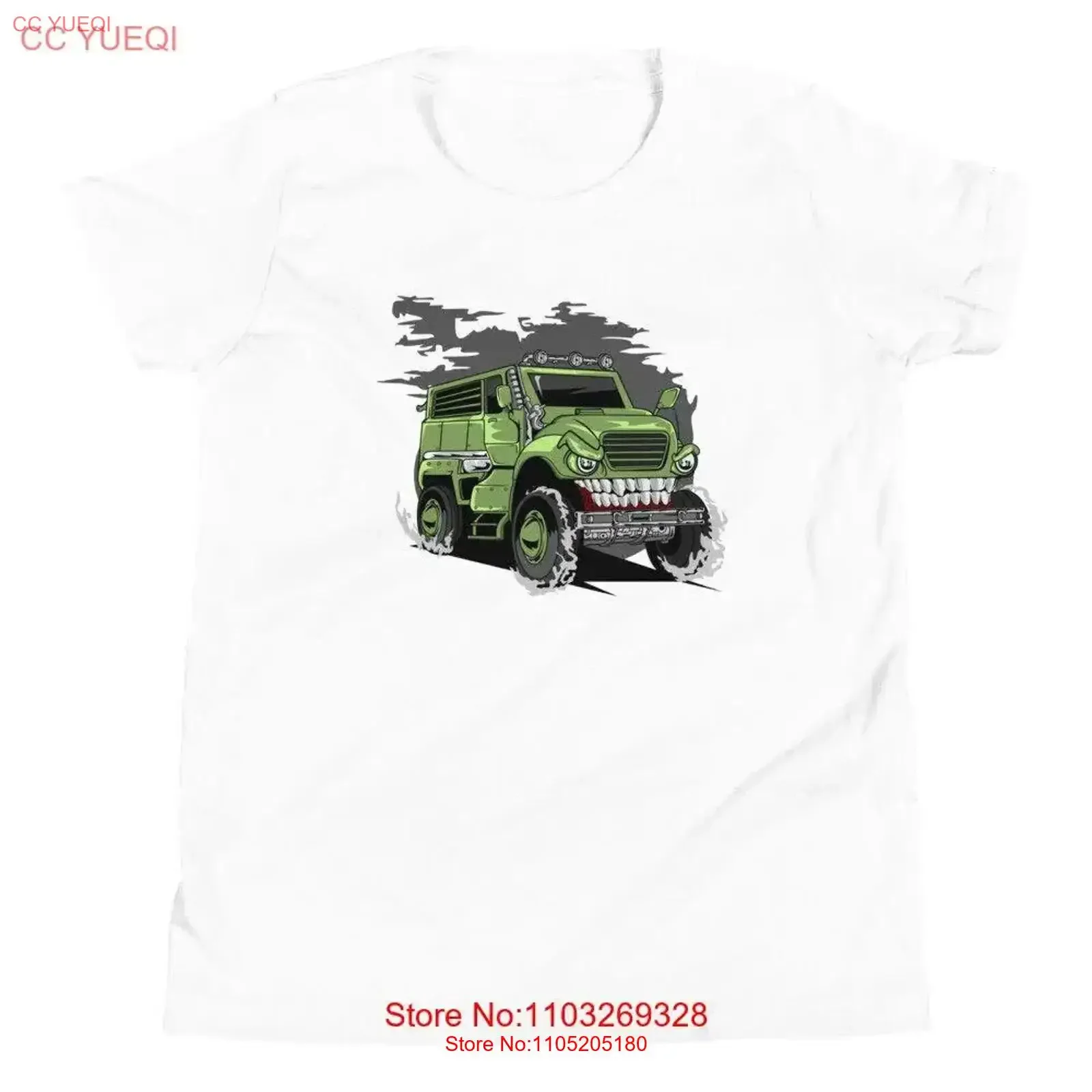 

Молодежная футболка Monster Military Truck с рисунком комиксов, армейский фургон, винтажный потертый универсальный топ для повседневной носки