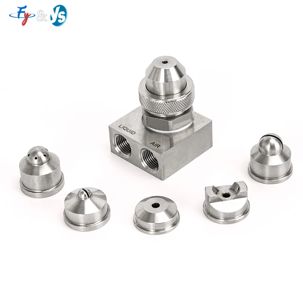 

304SS Air Atomizing Nozzle JAC,Non Adjustable Air-Water Mixing Spray Head Wide Angle Fan Pattern for Cooling&Dust Control