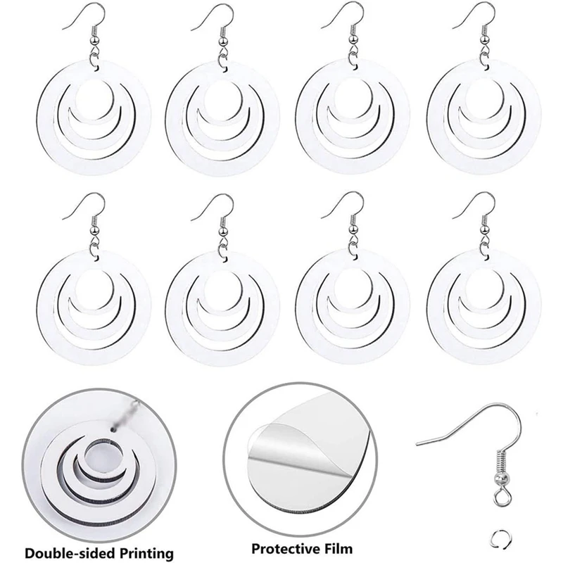 60Set Sublimation Blank Earrings Heat Transfer Sublimation Hooks Earrings Hollow Round Unfinished Wooden Dangle Earrings Durable