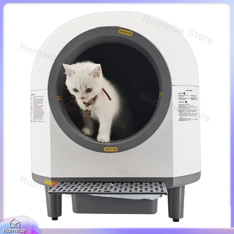 Automatic Electric Cat Litter Box 80L Large Capacity Round Self Cleaning Smart Toilet for Cats with Odor Control Eco Friendly