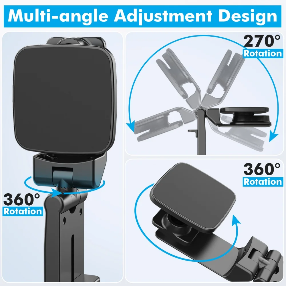 Portable Magnetic Travel Phone Holder 360° Rotation Flight Seat Desktop Phone Mount Clip Universal Adjustable Smartpone Bracket