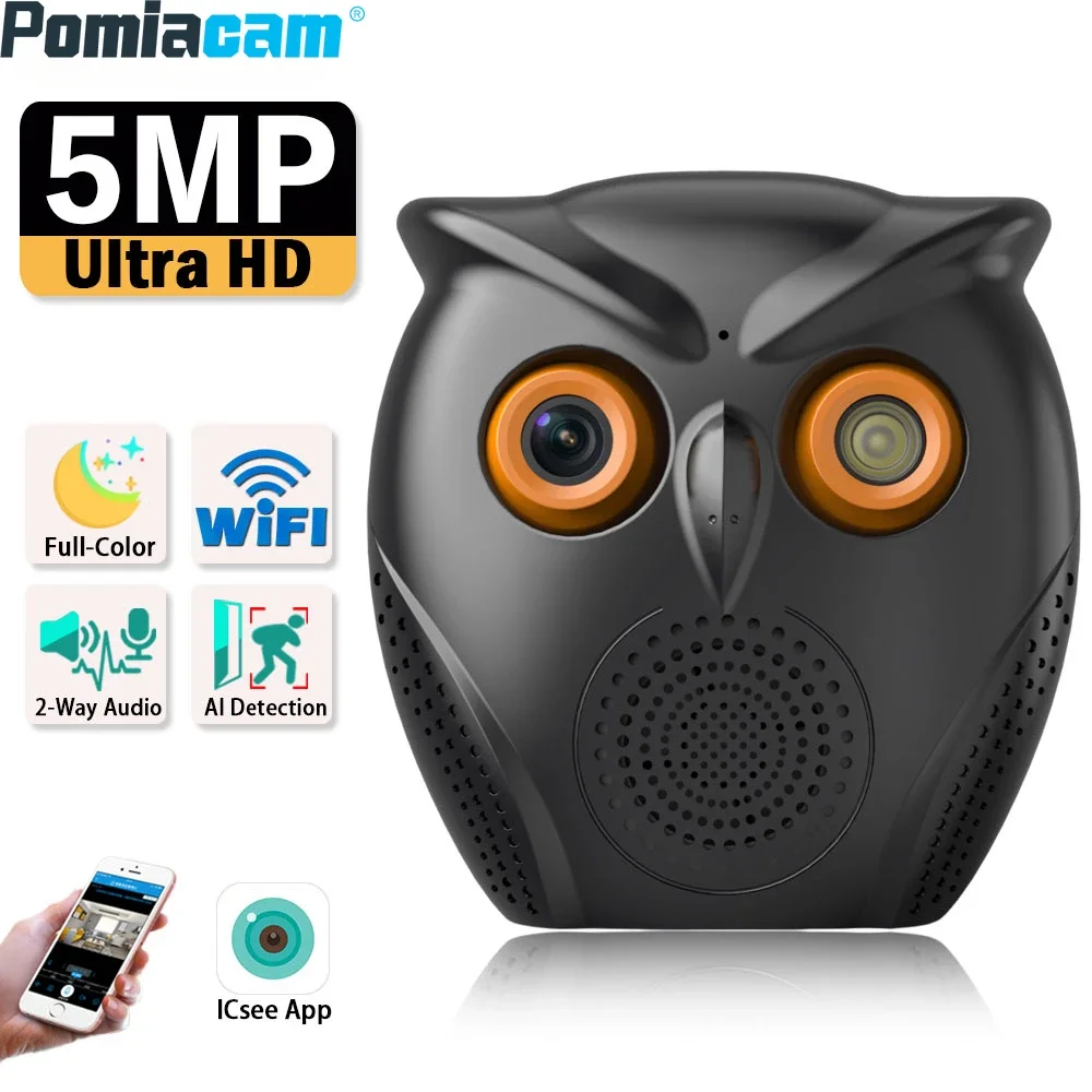 5MP WiFi Security Camera Smart Home camera With Wireless IP Mini CCTV Color Night Vision  Baby Monitor Owl Shape