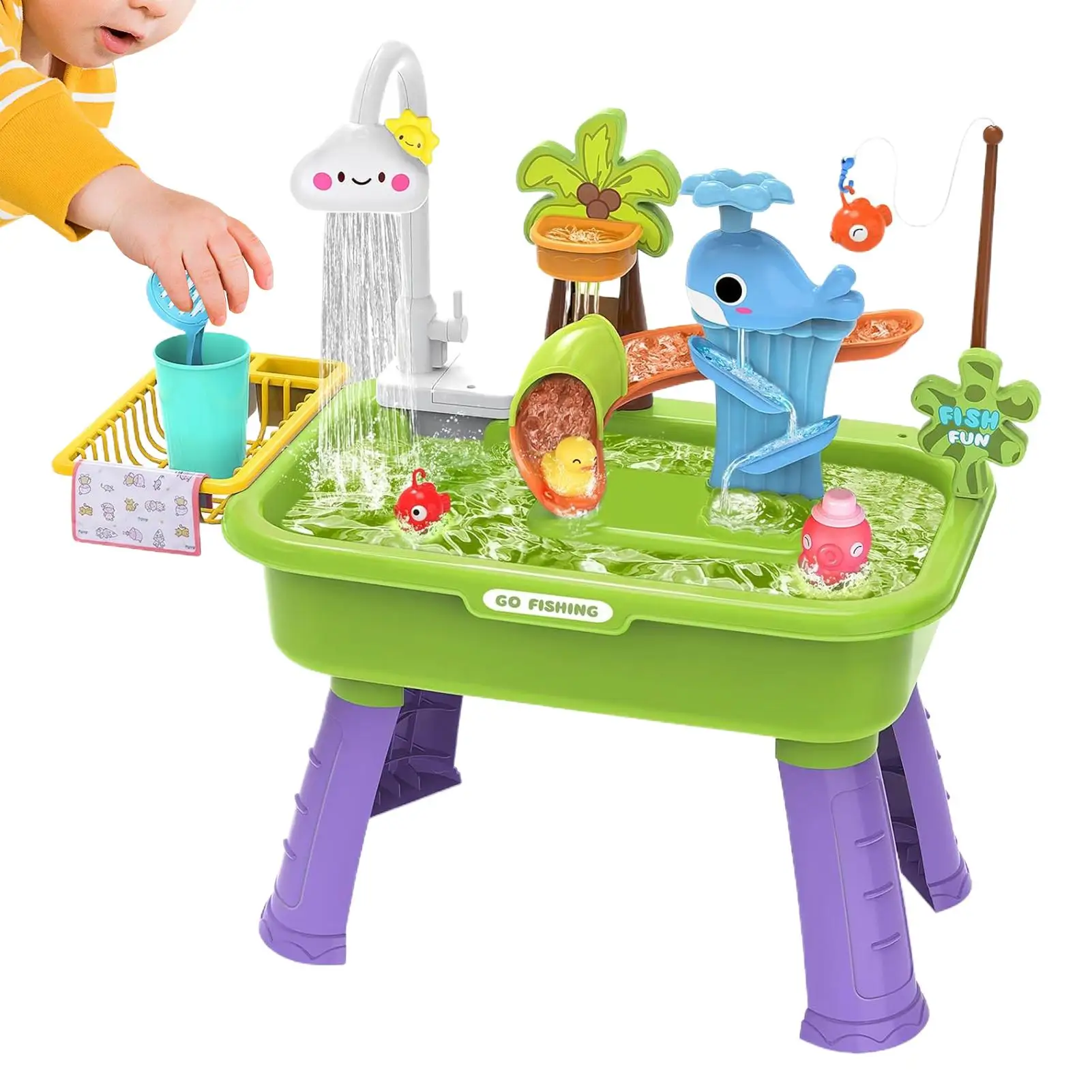 

Kids Sink With Running Water Battery Powered Funny Faucet Water Table Electric Educational Play Toys For Boys Girls Home