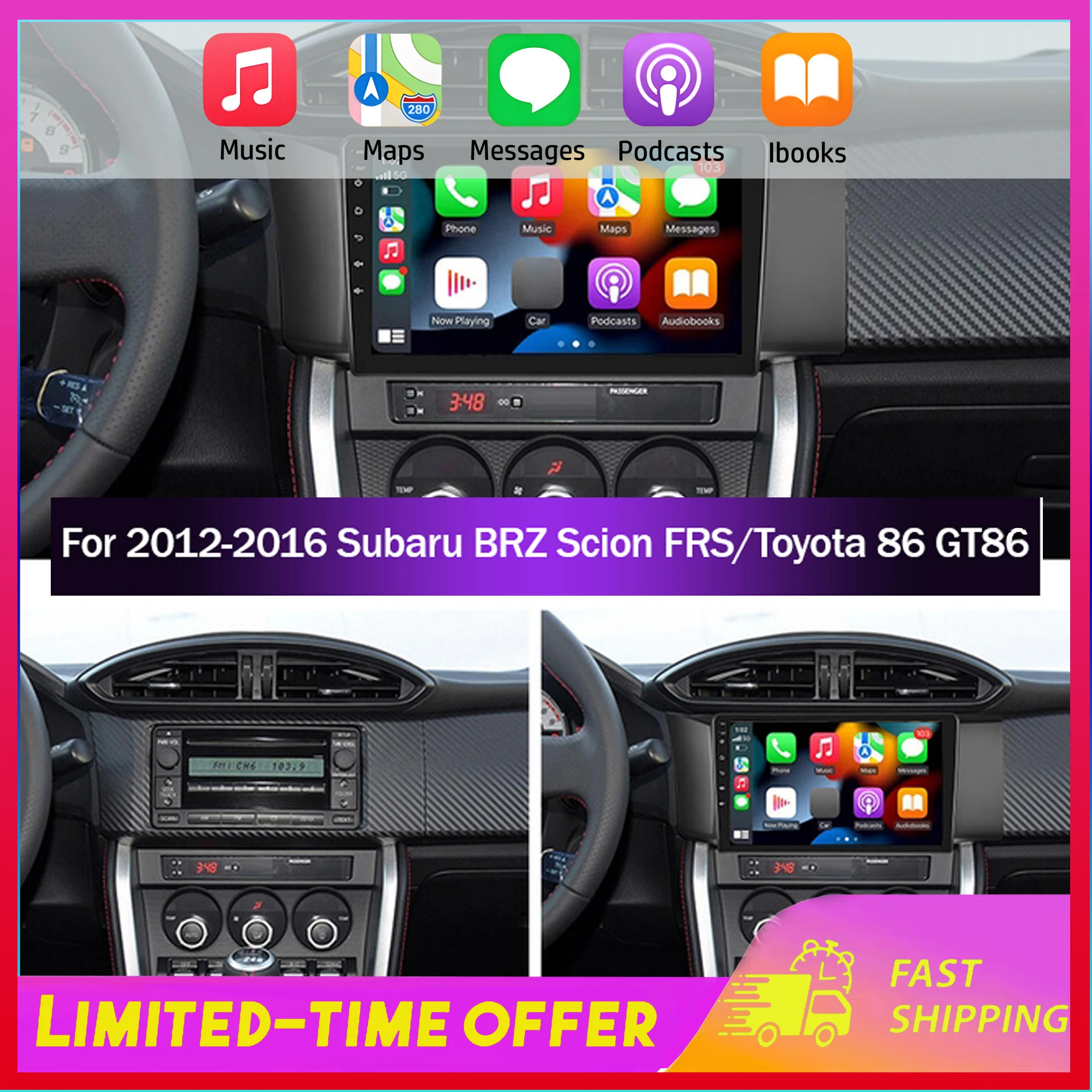 

Android 15 Car Radio for Toyota GT86 Subaru BRZ 2012 2013 2014 2015 2016 9 inch For Carplay Android Auto Multimedia Intelligent