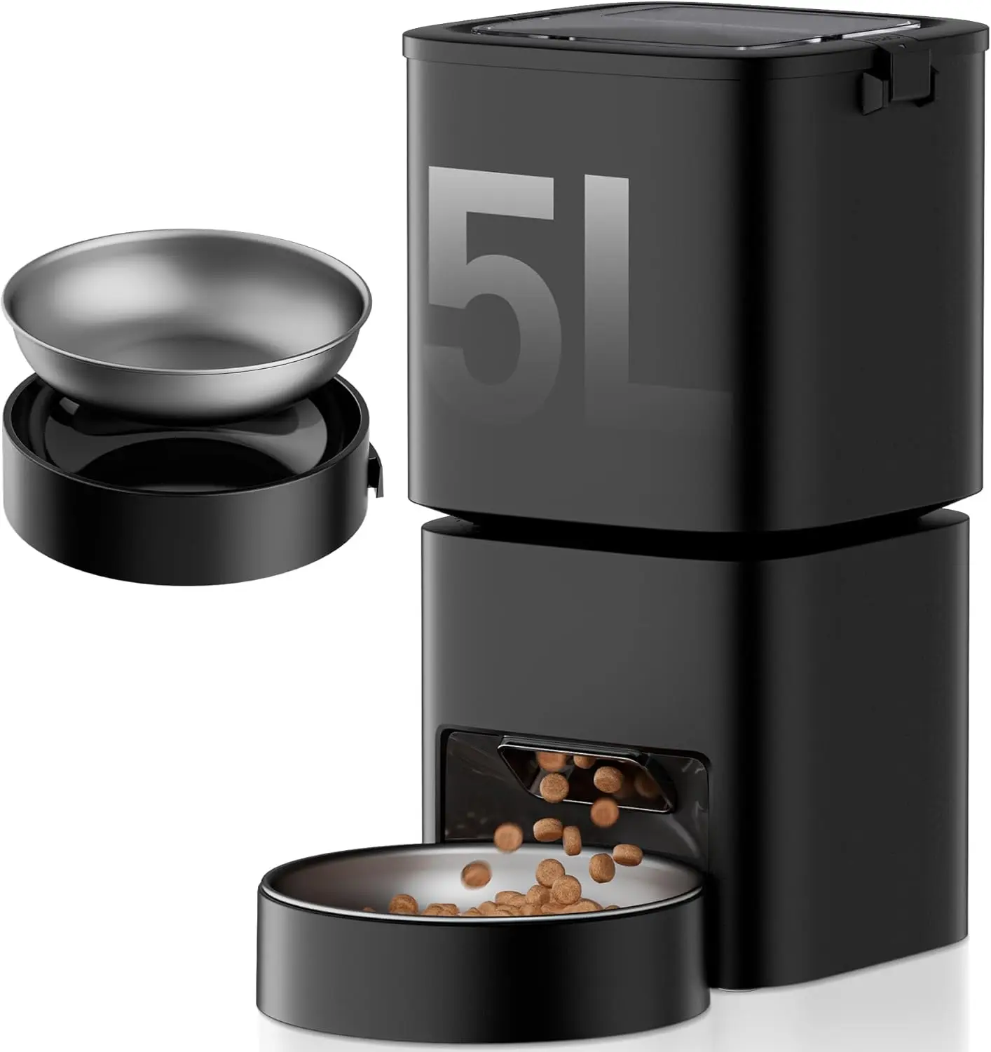 

5L Automatic Pet Feeder with Smartphone Control, Dual Power Supply, 1-10 Meal Programmable for Cats & Small Dogs