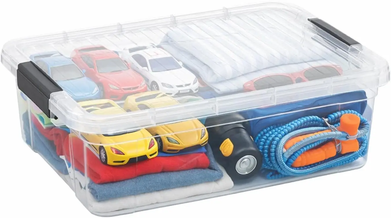 

Clear Storage Box with Lid, 13.7 Quart Plastic Container Bins for Organizing, Stackable Crates, BPA Free, Non Toxic, Odor Fre