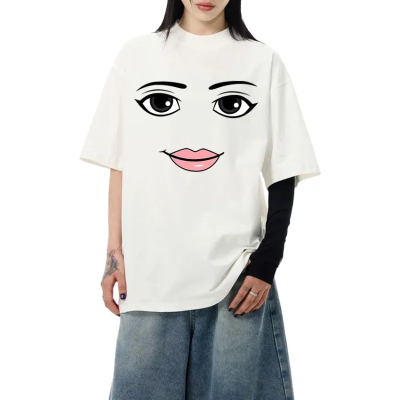 

Популярная футболка с короткими рукавами в игровой тематике ROBLOXS, с забавным мультяшным принтом, удобная и дышащая, для мужчин и женщин