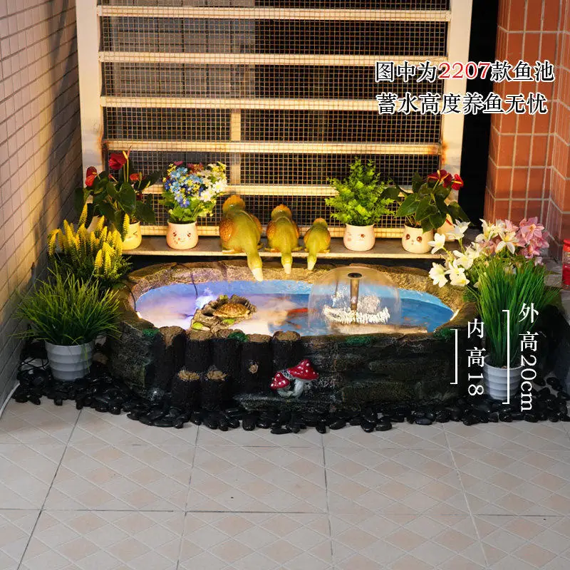 BJ-2 fish pond layout balcony household turtle fish tank garden courtyard indoor and outdoor rockery landscaping ornaments