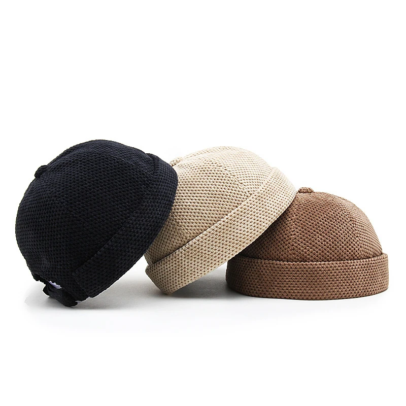 Top Docker Cap senza visiera Cappelli senza tesa Skullcap Retro Beanie Hat per uomo Donna Vintage regolabile tinta unita novità cotone