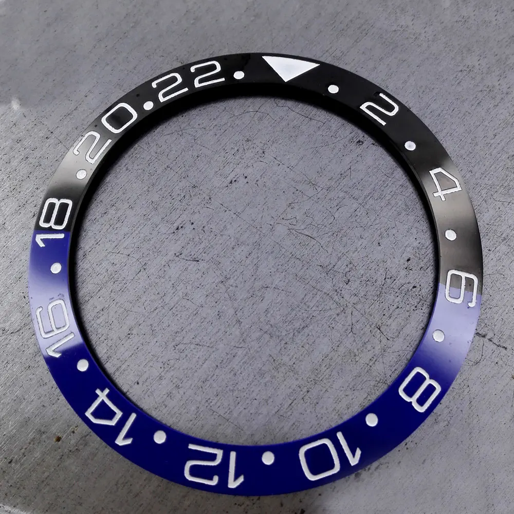 Neuer Slope Schwarz Grau 38 mm * 30,6 mm Hochwertiger Keramik-/Legierungs-Lünetteneinsatz passend für 40 mm NH35 NH34 GMT Automatikuhr
