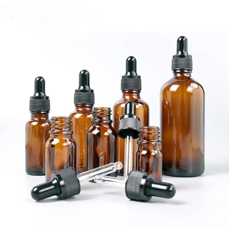 5 مل 10 مل 15 مل 20 مل 30 مل 50 مل 100 مل زجاجات قطارة زجاجية كهرمانية مع ماصة زجاجية للزيوت العطرية التجميلية #1