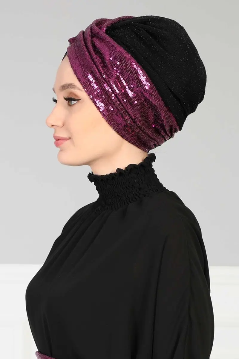 Hijab กระดูก Sequined Fuchsia