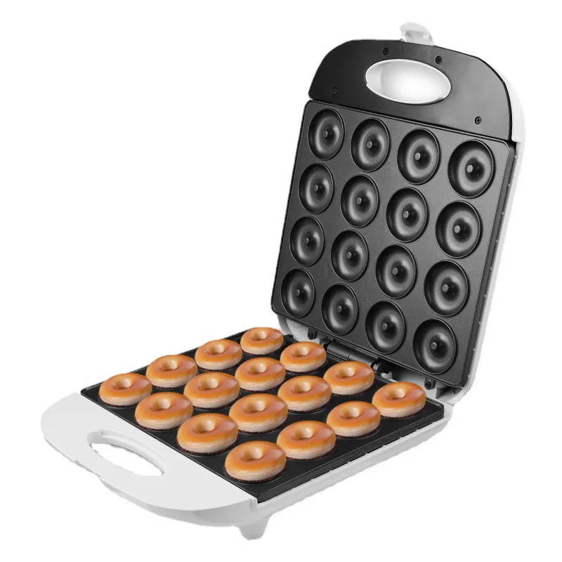 Household Prolific 16 Caves Donut Maker Strong Power Double-Sides Heating Non Stick Waffle Bread Cake Pan Breakfast Machine