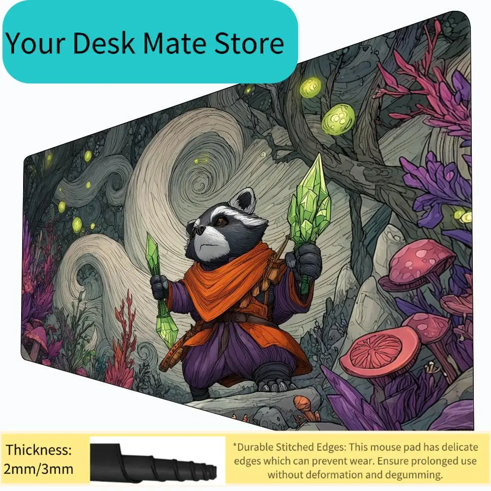 Tapete de Juego MTG de Fantasía con Diseño de Mapache Guerrero, Tapete de Batalla para Cartas Mágicas, Antideslizante, Duradero, 35X60CM, Tapete de Juego Commander, Tapete Mágico MTG