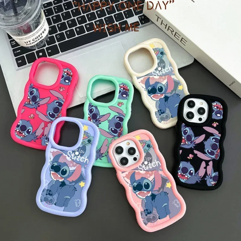 

Blue Funny Stitch Phone Case For Motorola MOTO Edge 50 60 Pro Fusion G86 G56 G05 G75 G55 G35 G84 E14 Candy Color Silicone Cover