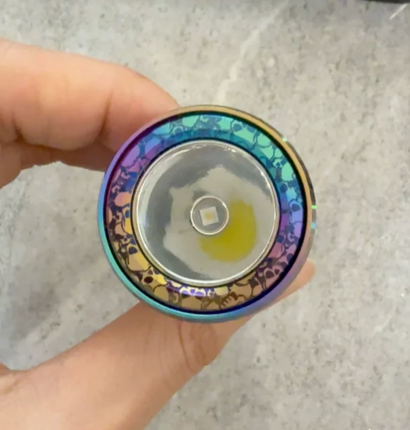 Used EDC Manker Striker Mini Rainbow Titanium flashlight Outdoor Tools Strong Light Torch Lamp Decompression Toy