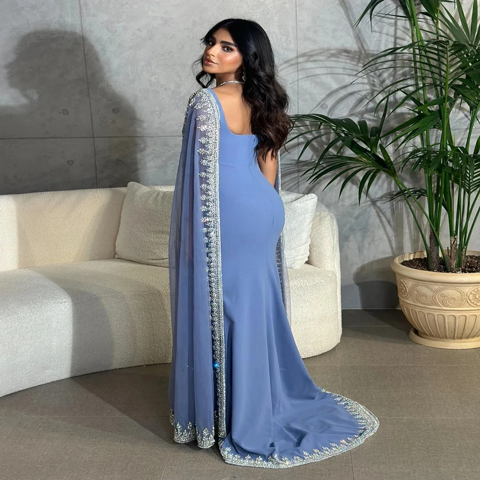 Customized Elegant Scoop Neck Mermaid Court Train Satin Evening Dresses 2024 Formal Crystal Purple Party Prom Dress Ball Gowns