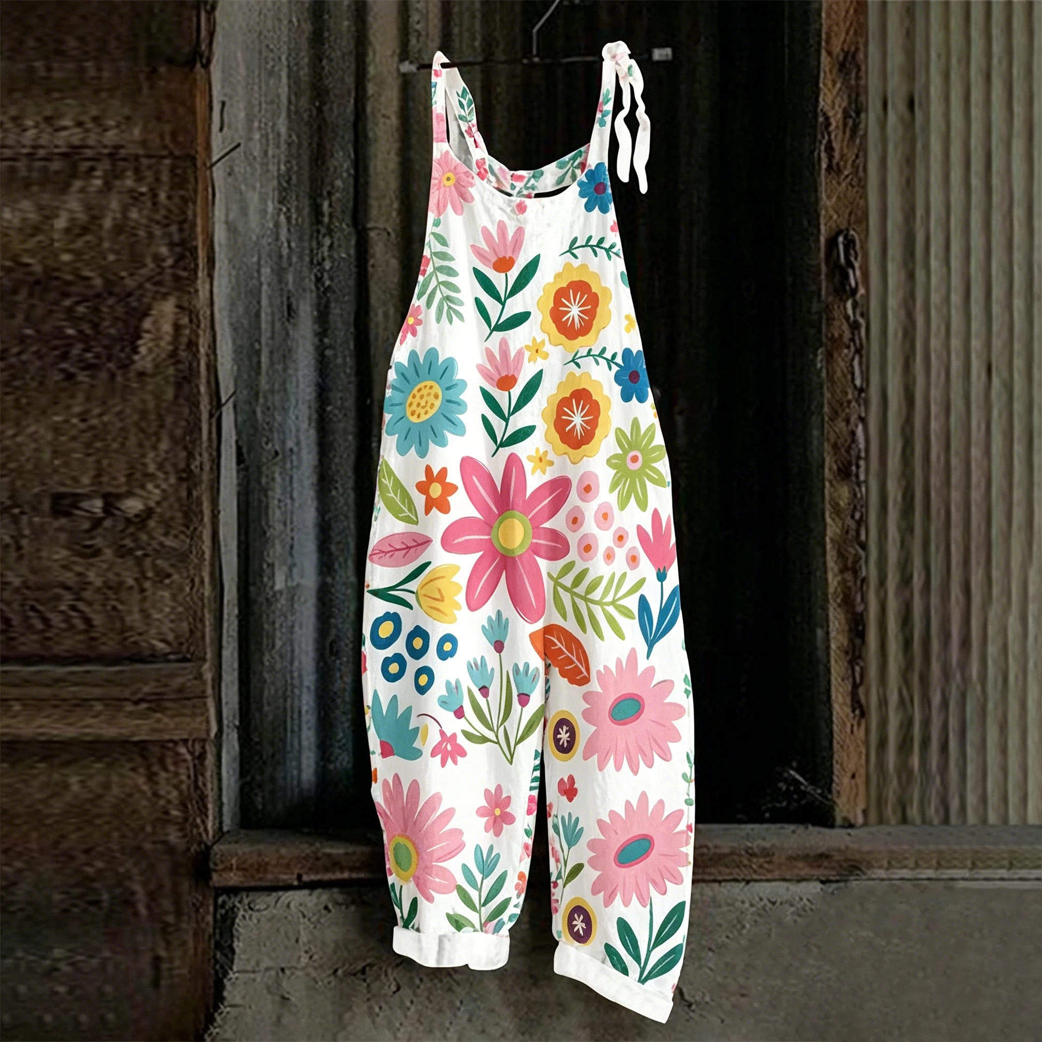 Women Sleeveless Bib Overalls  - Romper Floral Print ulasan dan harga