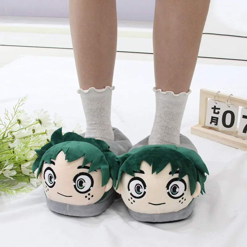 Auf Lager Anime Plüsch Baumwolle Hausschuhe Cosplay My Hero Academia Midoriya Izuku Figur Cartoon Winter Warme Schuhe Weihnachtsgeschenke