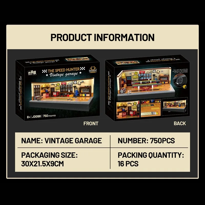 New Street View Building Blocks Retro รถซ่อม Workshop ยกแพลตฟอร์มชุดอิฐประกอบปริศนาของเล่นเด็กของขวัญวันเกิด