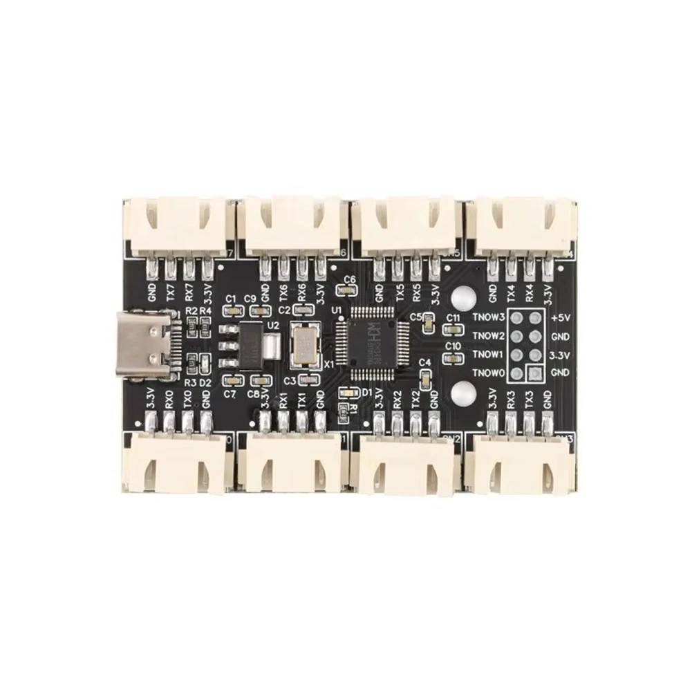 USB to 8-Way TTL Serial Port Module CH348 Multi-Channel UART Expansion Board TypeC to 8 TTL Module PCB Board