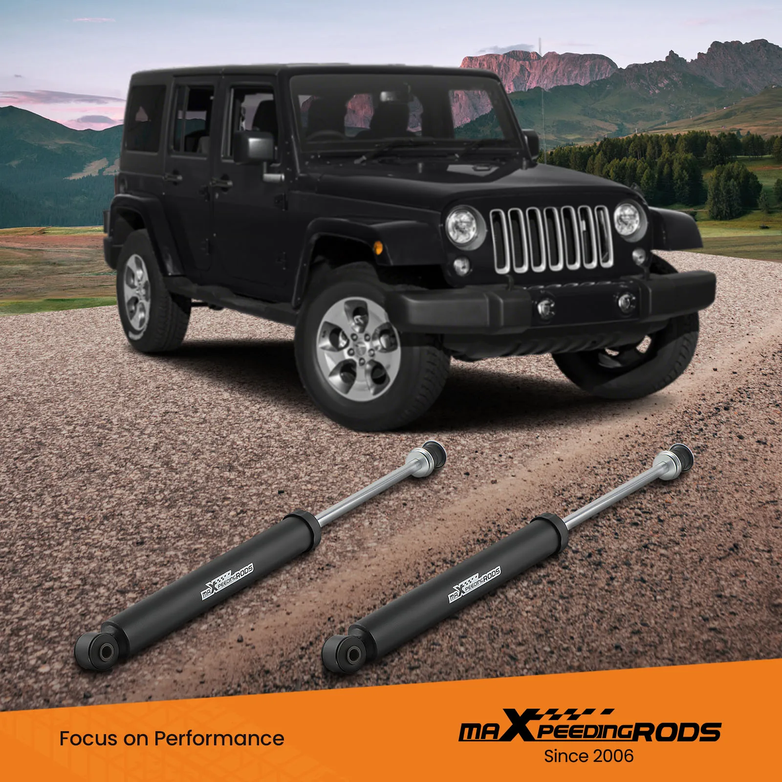 

1 Pair 3-4.5" Front Shock Absorbers for Jeep Wrangler JK 2007-18 Triple-chromed