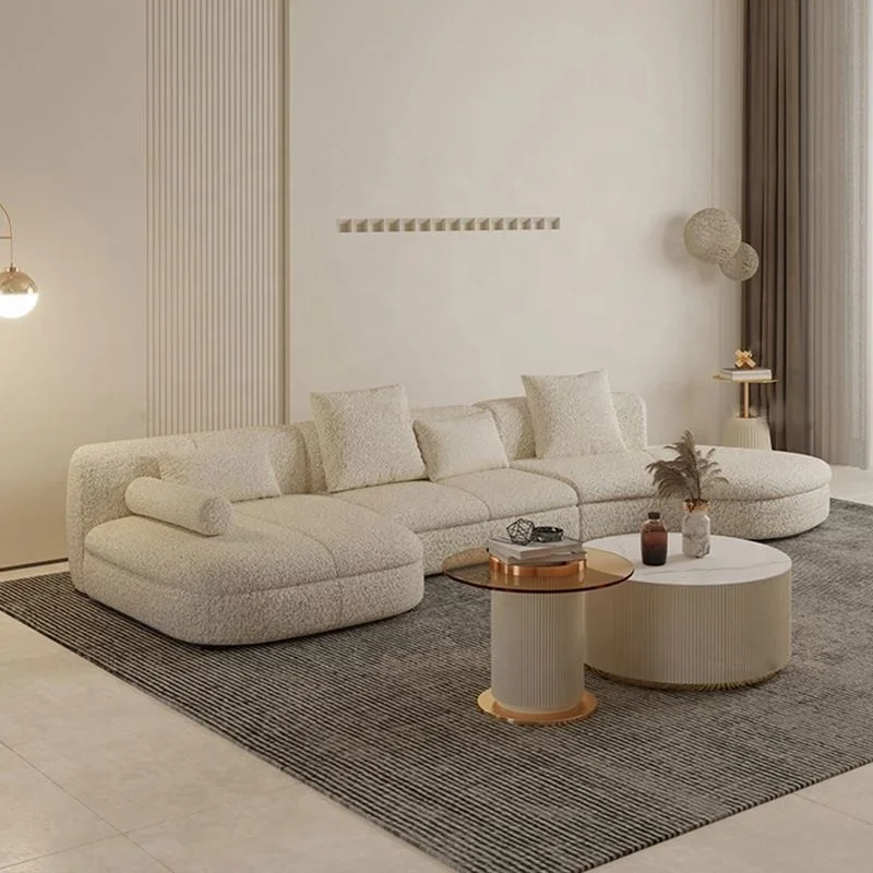 For Italy Modern Classic Fabric Reclining Couch Long Simple Geometric Sofa Furniture Sofa Sets