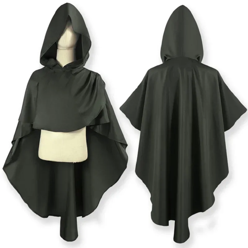 Medieval Cosplay Accessories Man Women Gothic Assassin Hooded Shawl Black Green Punk Cloak Wizard Cape MN1