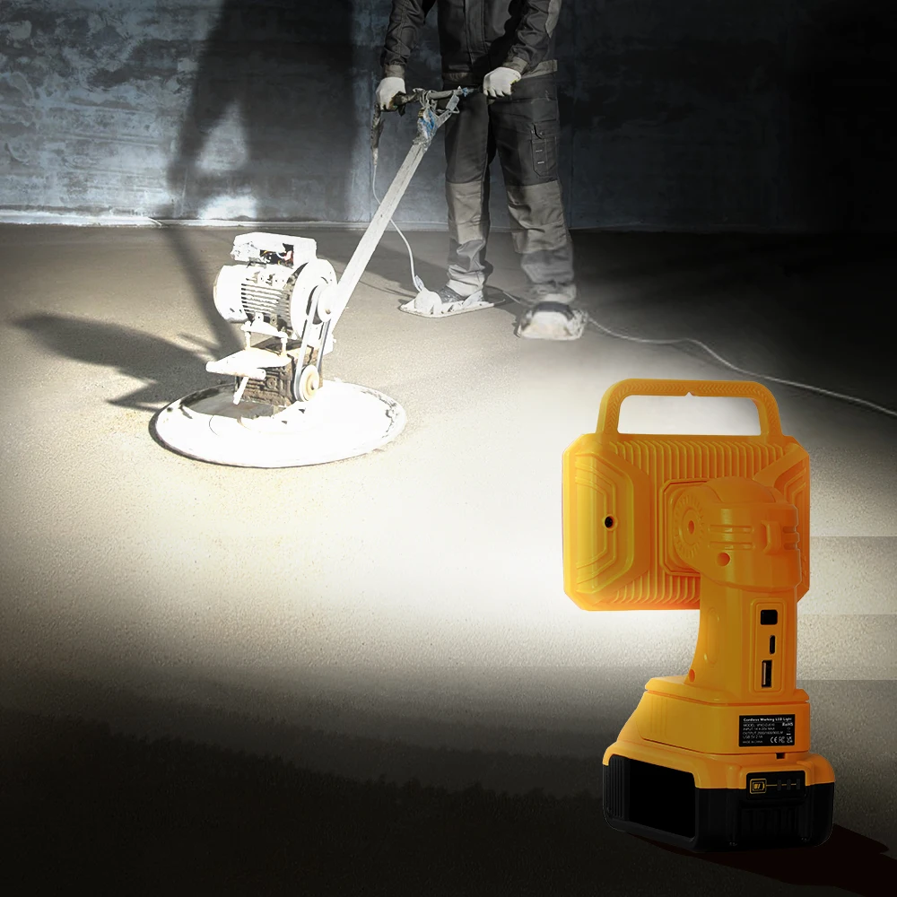 2000LM LED Work Light for Dewalt 20V Max, 18W, USB&Type-C Port, for Emergencies, Camping, Outdoor, Indoor (Battery Not Included)