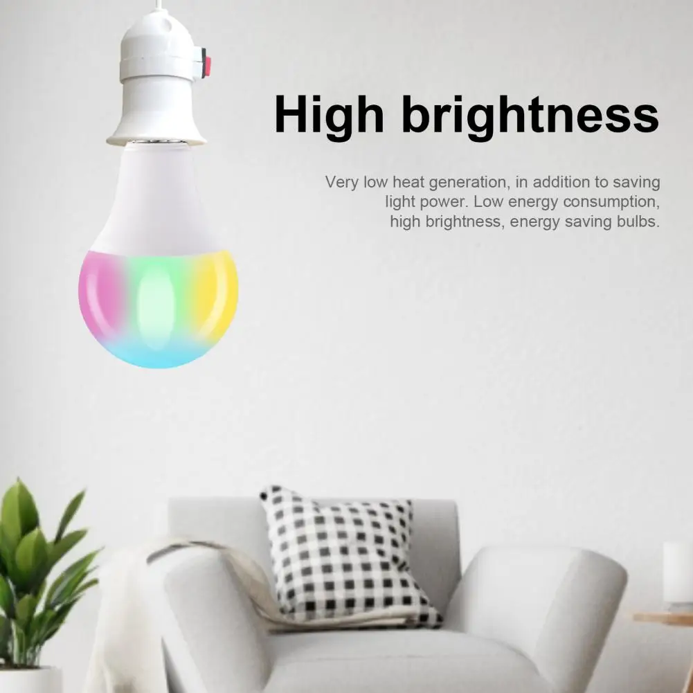 1 Set LED Light Bulb High Brightness Energy-saving Multiple Lighting Modes Memory Function Aluminum E27 RGB Light Bulb with Remo