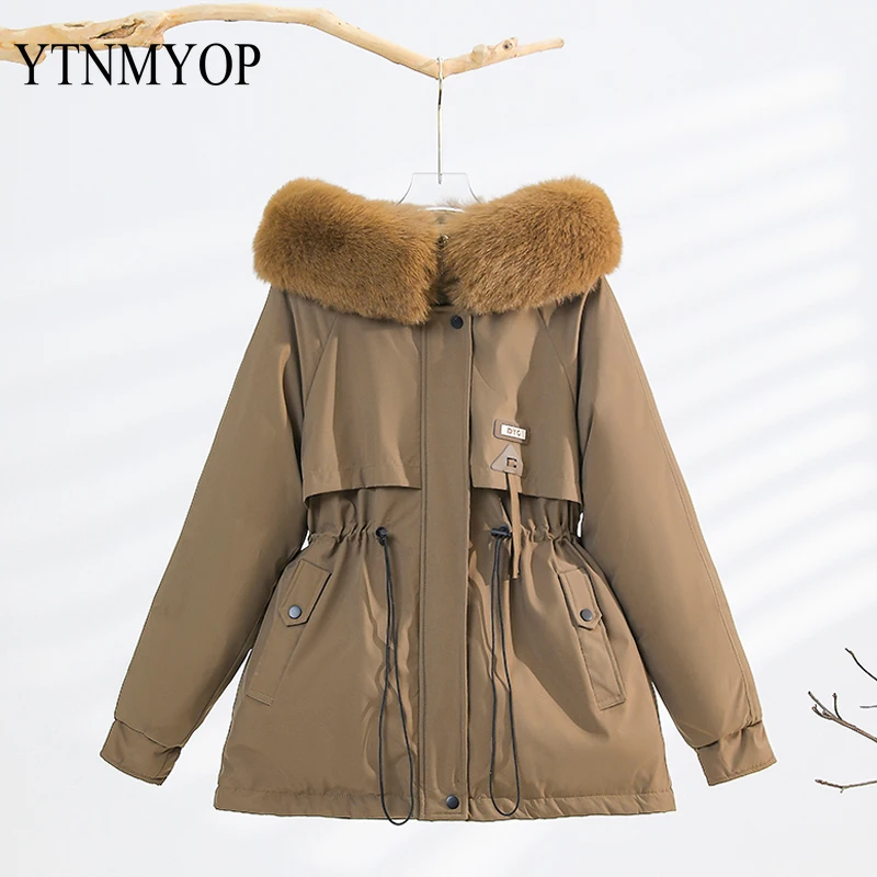 New Fashion Coat fodera in lana Parka con cappuccio donna Parka Winter Warm Snow Wear abbigliamento imbottito Outwear Abrigos Para Mujer