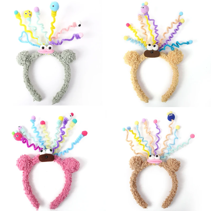 1PC Cartoon Sausage Mouth Wool Roll Hairbands Kids Lovely Funny Headband Ornament Hoops Band Hair Accessories Autumn And Winter