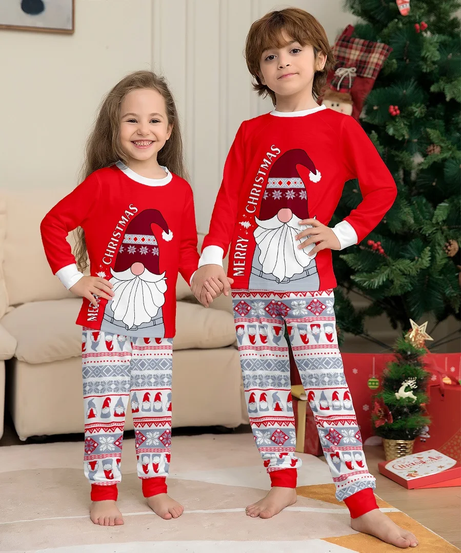 2025 Xmas Family Matching Pajamas Santa Claus Merry Christma Print Adult Kid Baby Family Matching Outfits Christmas Family Pj\'s