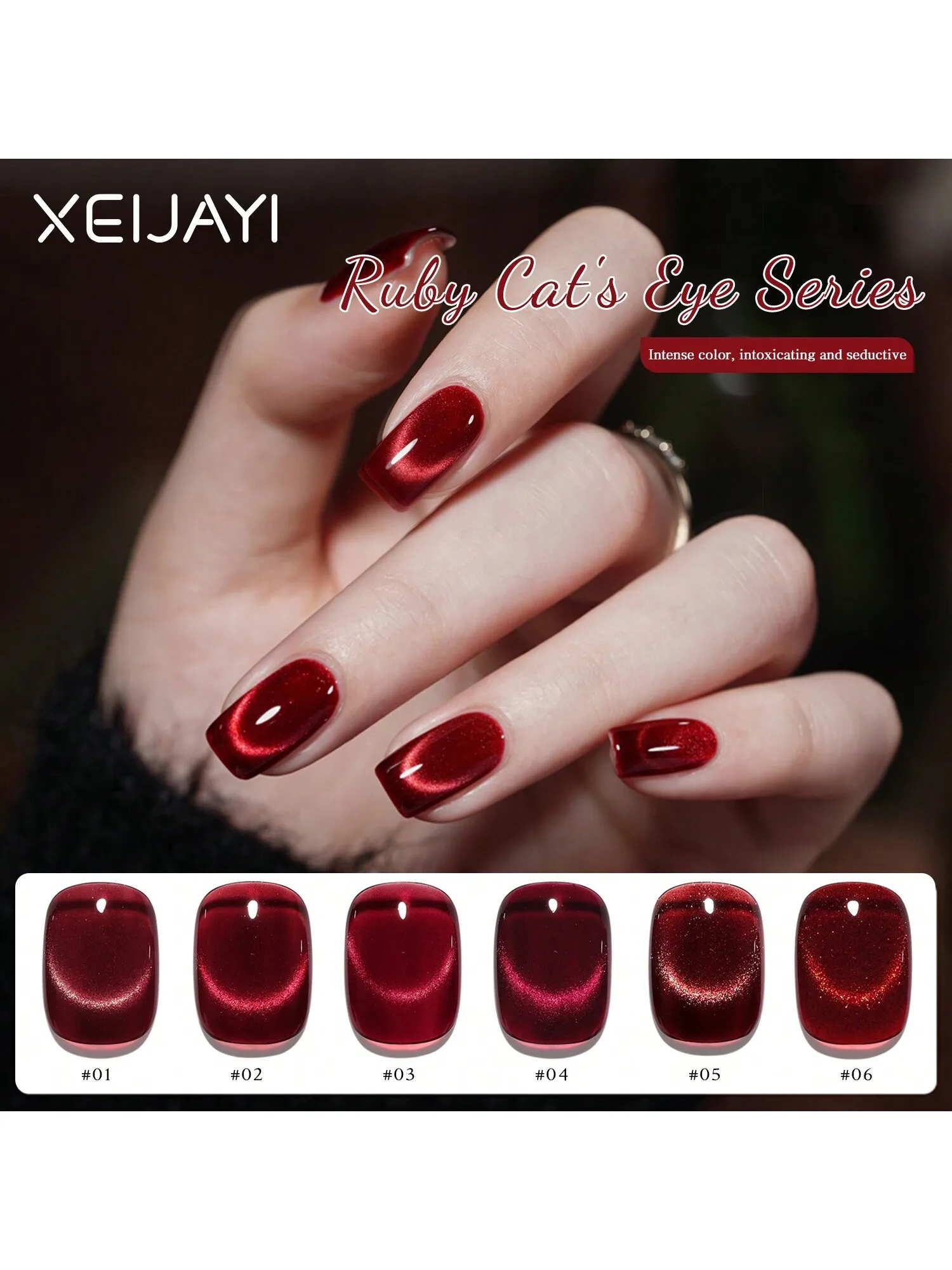 XEIJAYI, 6 uds., esmalte de uñas en Gel con forma de ojo de gato, brillo, lentejuelas, esmalte de uñas, esmalte UV extraíble, arte de uñas adecuado para diseño de uñas