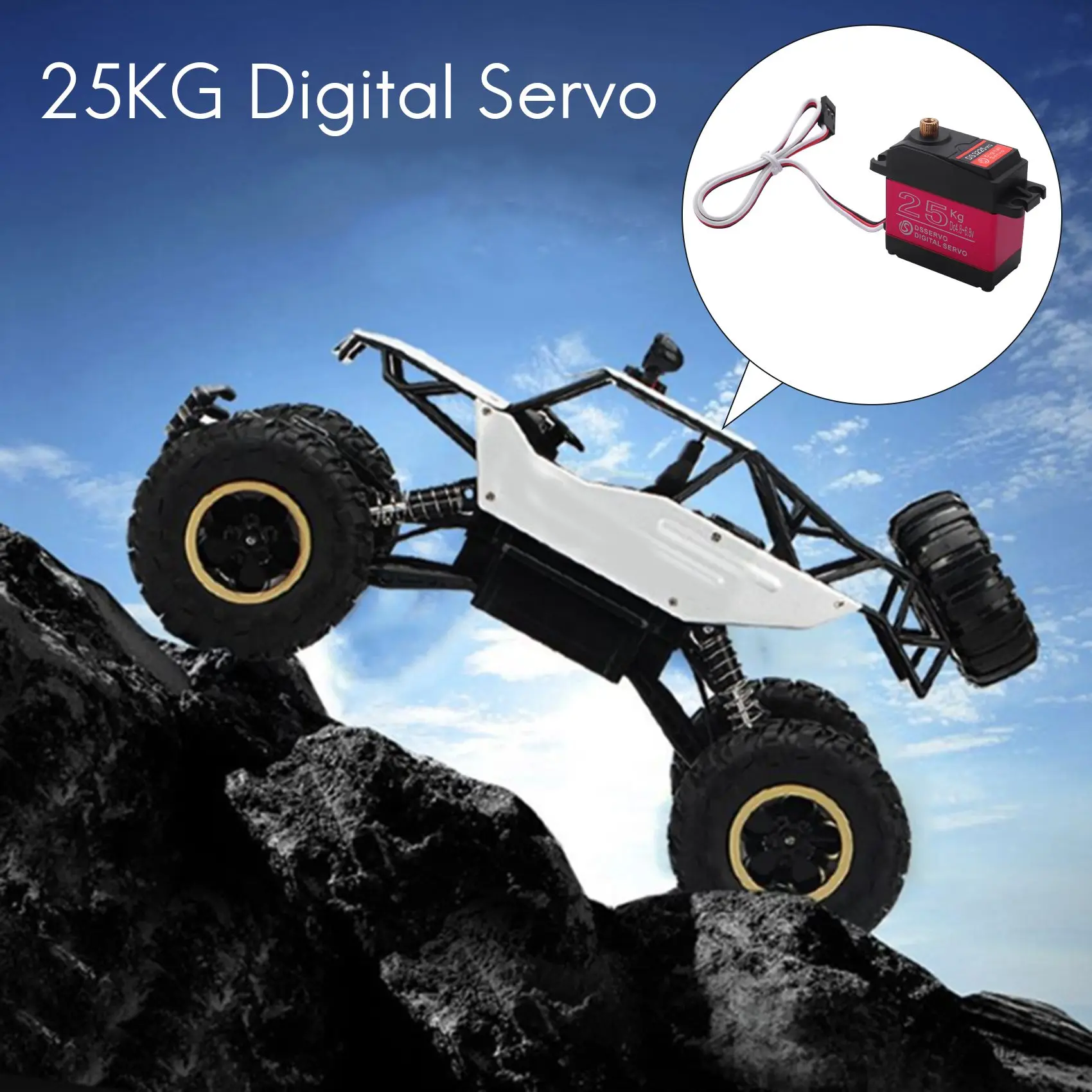 25kg servo digital engrenagem de metal completa alto torque à prova d'água para carro rc rastreador robô ângulo de controle 270 °