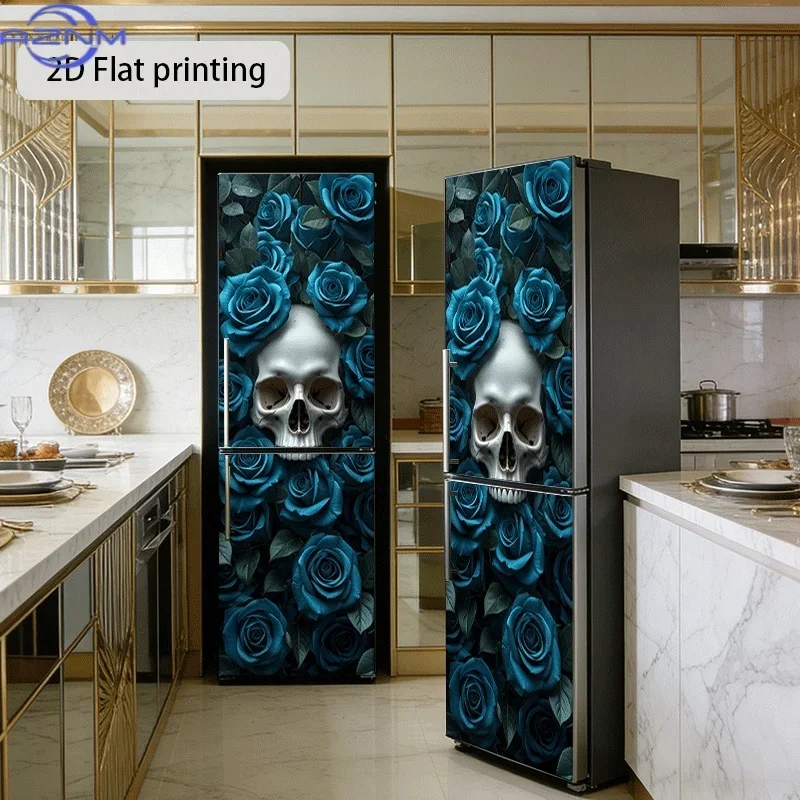 2D Pattern Printed Kitchen Refrigerator Sticker 23.62x70.87inch 