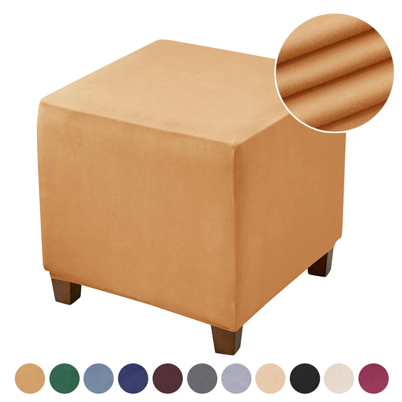 

Elastic Ottoman Stool Covers Square Anti-dirty Footrest Cover Solid Color Spandex Footstool Slipcovers Furniture Protector
