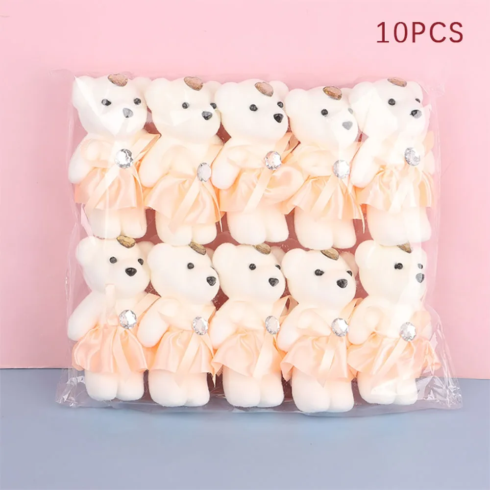 

10Pcs/Set New Cartoon Bear Doll Soft Cute Bear Bouquet Accessories Mini Stuffed Bear Bag Pendant Doll Graduation Valentine's Day