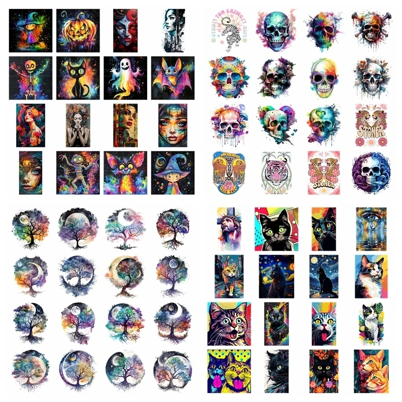 Sexy Lips Skull Soul Tree set heat transfer iron on printing vinyl stickers T-shirt stickers DIY Toy doll clothing decoration