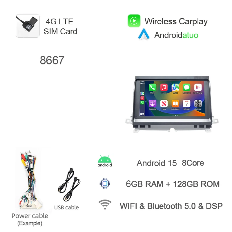Android 15 CarPlay Auto Multimedia Speler GPS Wifi 8 GB Navigatie Bluetooth Autoradio Voor Land Rover Discovery 3 LR3 2004-2009