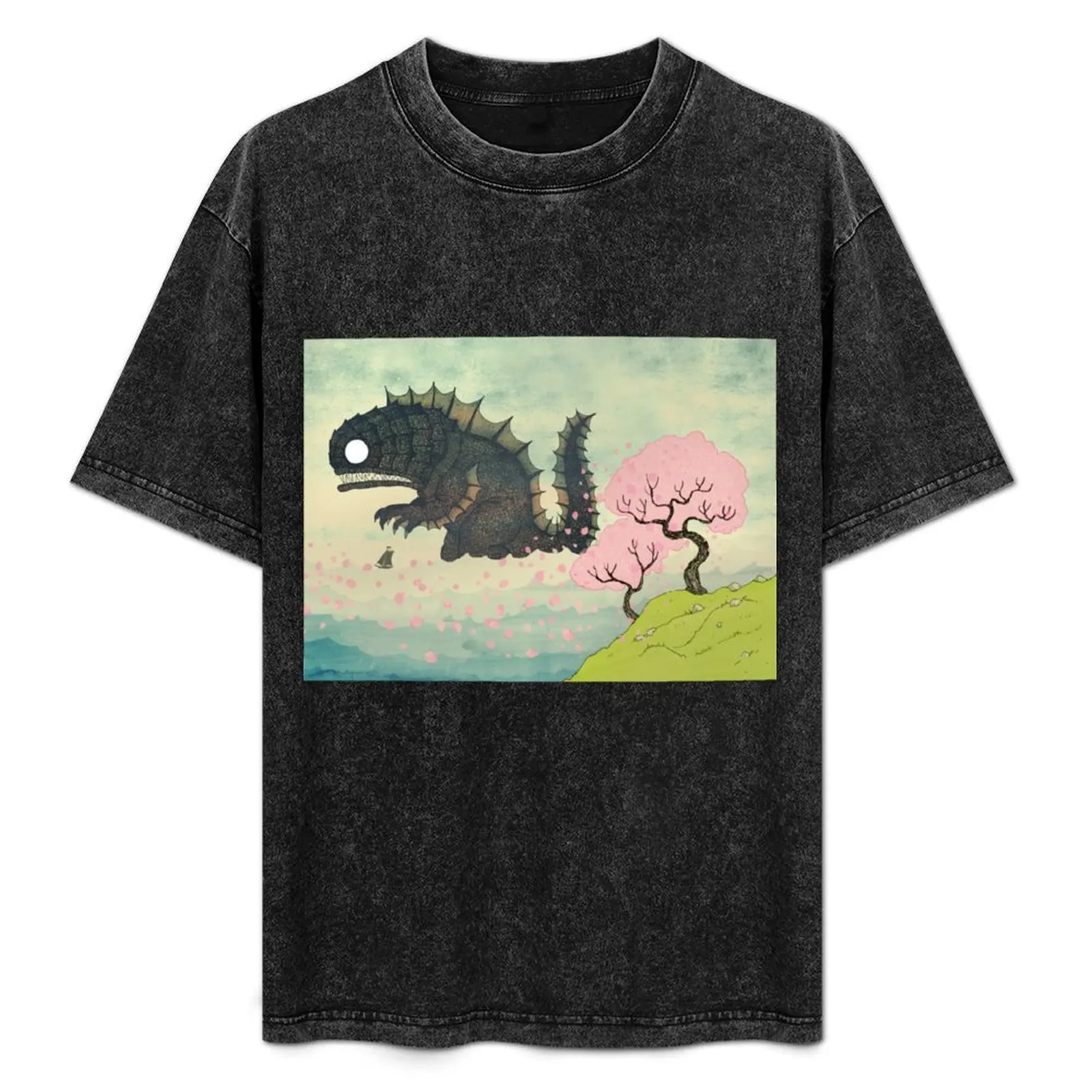 

Cherry Blossom & Sea Monster T-Shirt Simple Trendy Casual T-Shirt