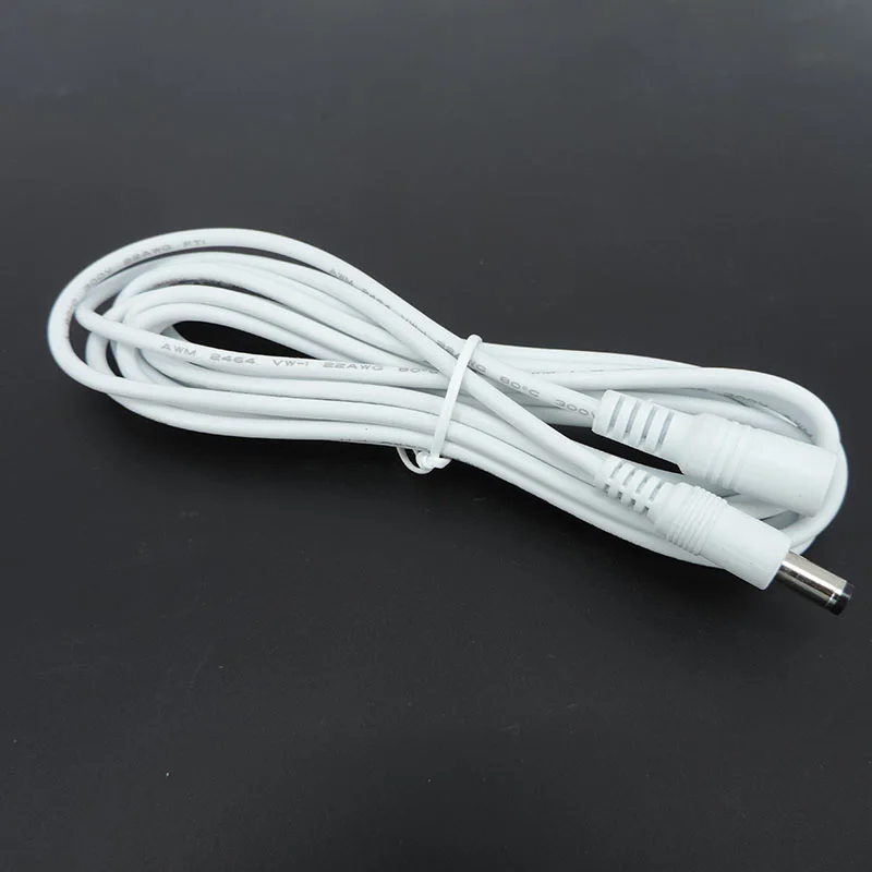 DC Power Supply Cable Extension Cord Adapter Female to Male Connector Plug 12V 5.5mm X 2.1mm Cords for Strip Light CCTV Camera Q