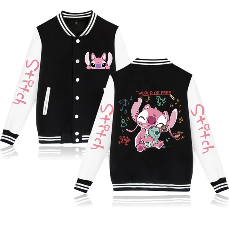 Disney Lilo & Stitch Jacket Hoodies Women Funny Mange Baseball Jacket Sweatshirt Gothic Graphic Y2k Streetwear Clothes Female