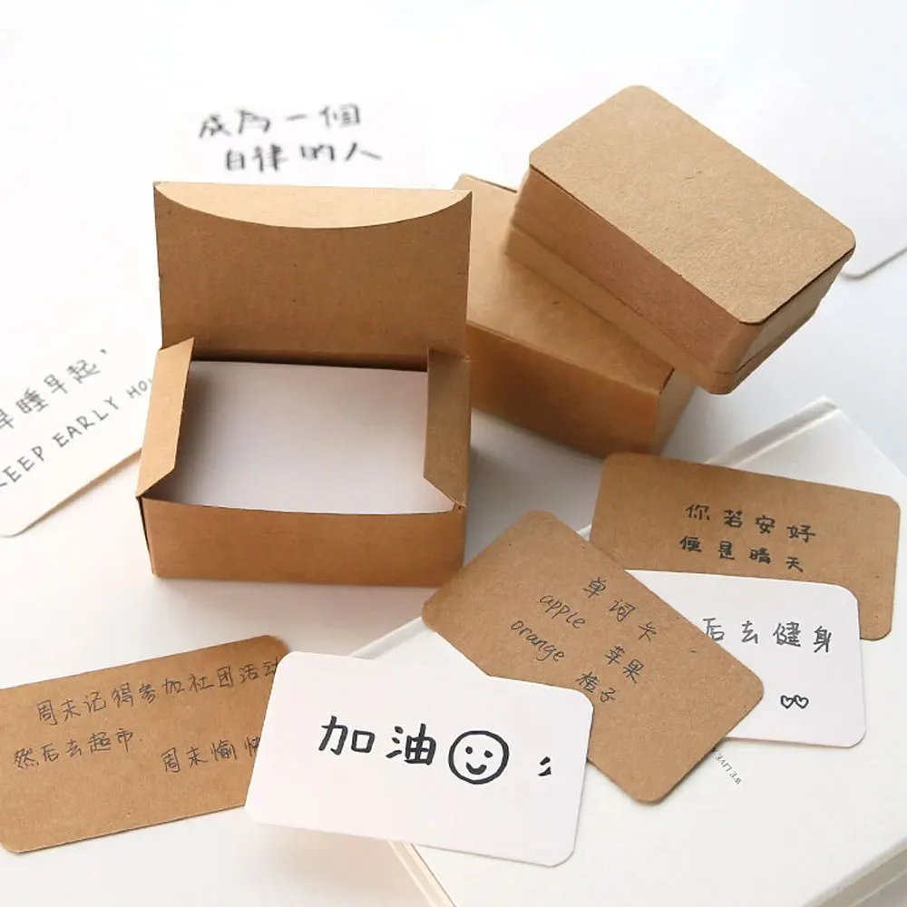 

100pcs blank kraft paper cards, 3.54×2 inches blank handmade message cards, note cards, suitable for learning and memory.